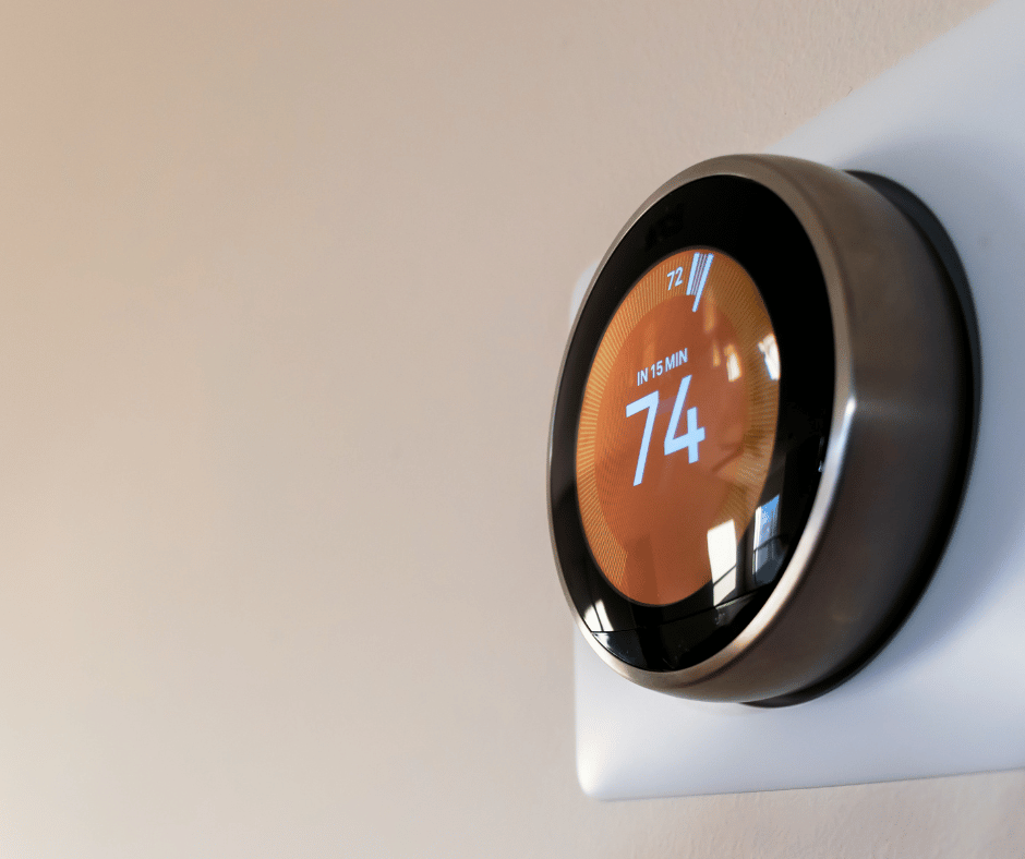 digital heater thermostat on wall